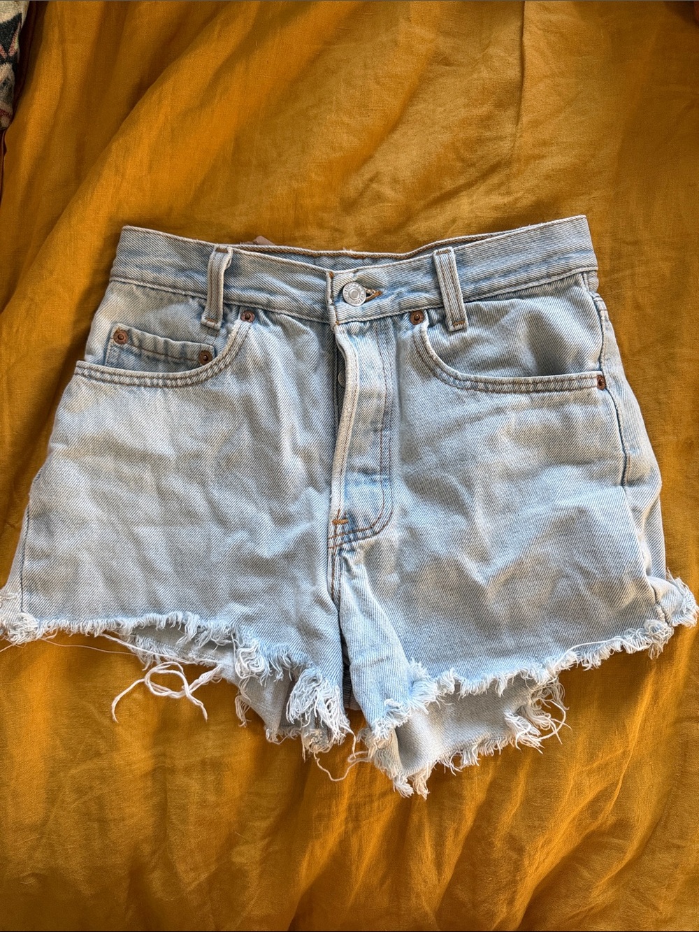 Levi's Light Blue Denim Cutoff Shorts with Frayed Hem